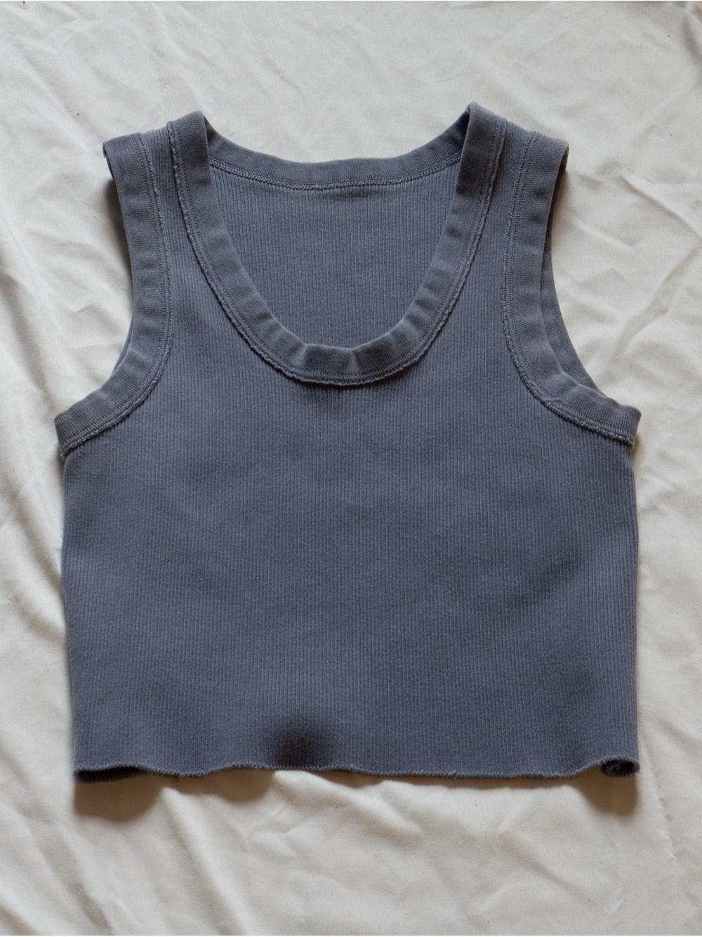 Brandy Melville Ribbed Cropped Tank Top - Grey/Blue